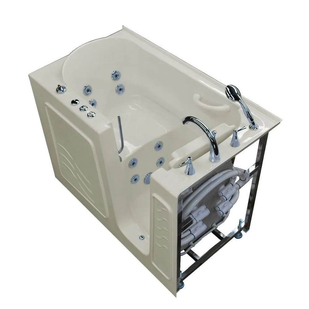 Universal Tubs Nova Heated 4.5 ft. Walk-In Whirlpool Bathtub in Biscuit with Chrome Trim, photo 28 of 52