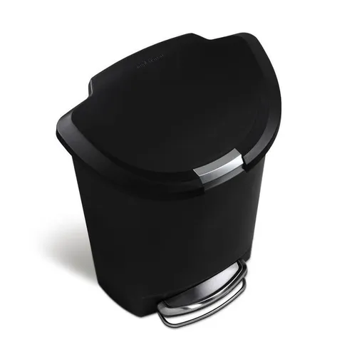 50-Liter Black Plastic Trash Can with Lid