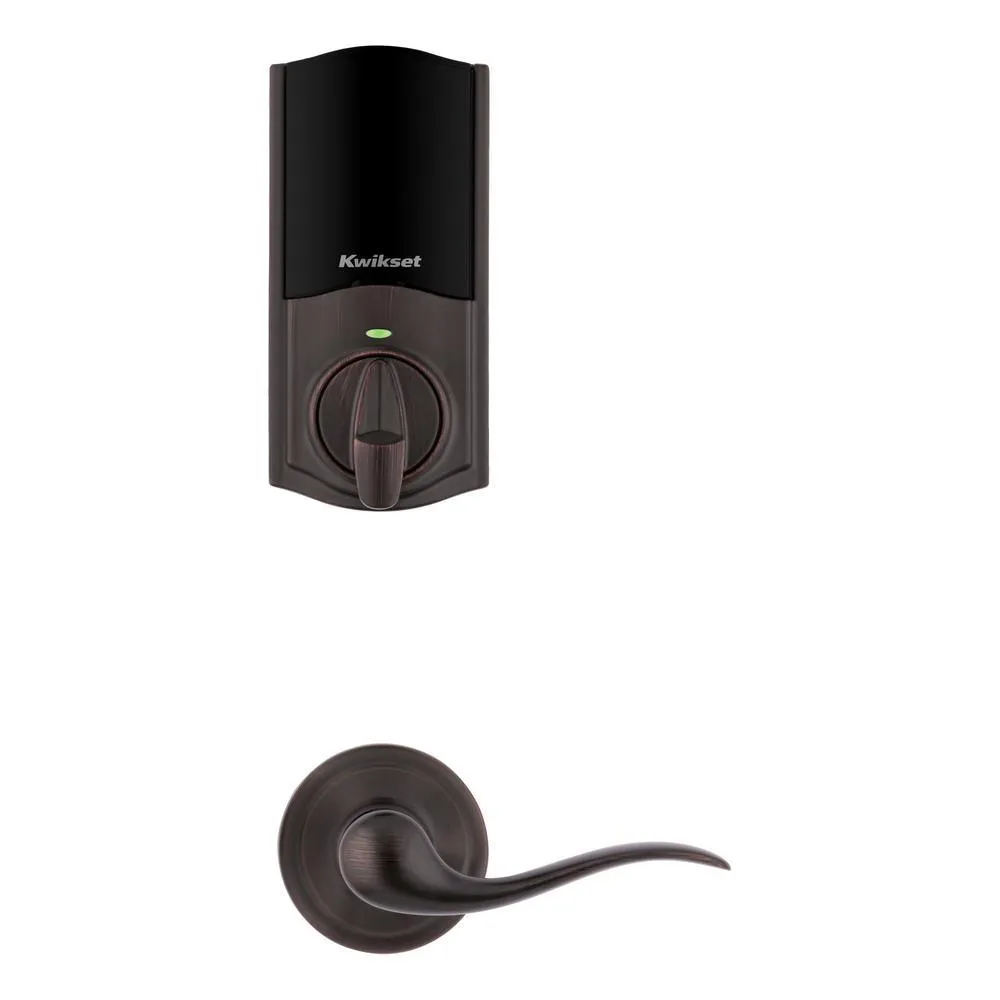 Kwikset Halo Touch Venetian Bronze Traditional Fingerprint WiFi Elec Smart Lock Deadbolt Feat SmartKey Security w/ Tustin lever, photo 2 of 2