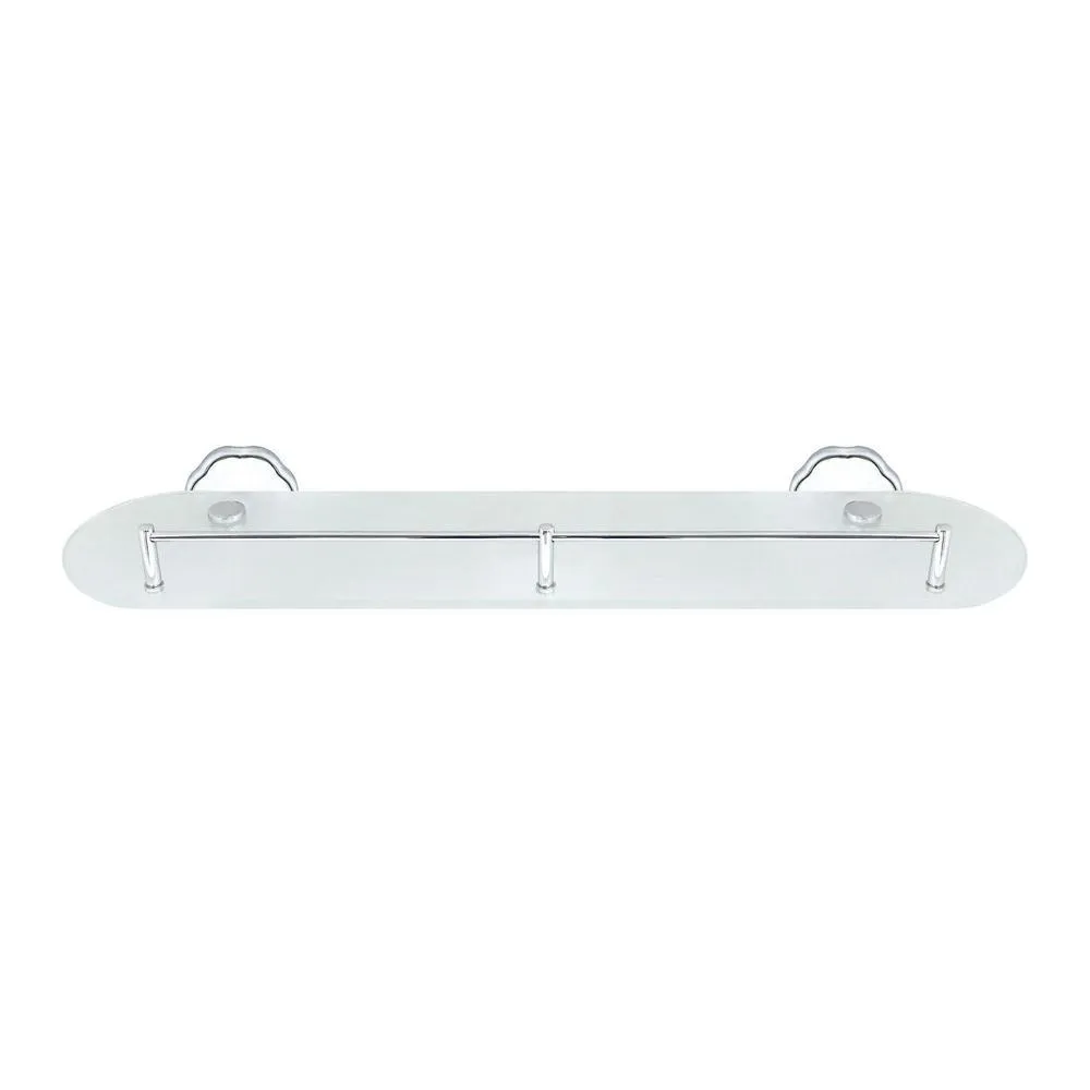MODONA FLORA 20 in. W Frosted Glass Shelf with Rail in White Porcelain and Polished Chrome, photo 2 of 6