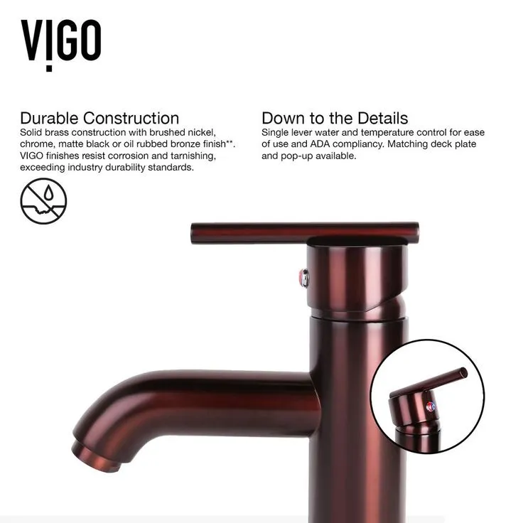 VIGO Rectangular Glass Vessel Bathroom Sink in Russet with Faucet Set in Oil Rubbed Bronze, photo 4 of 11