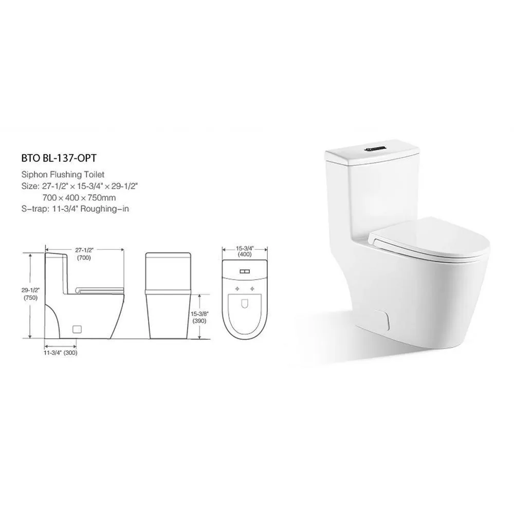 1-Piece 1.28 GPF Dual Flush High Efficiency Elongated Toilet in White, Seat Included, photo 7 of 7