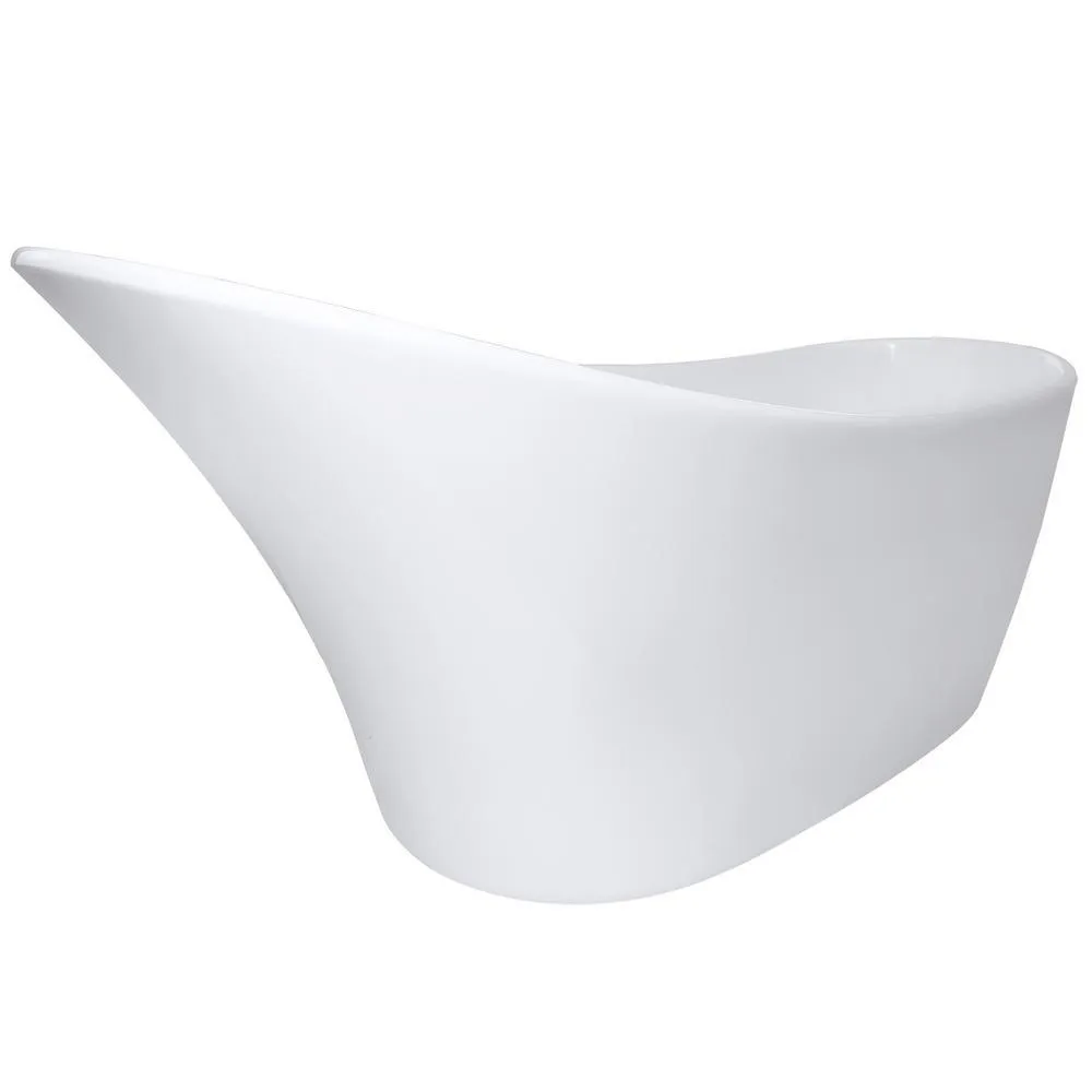 63 in. Acrylic Reversible Drain Oval Slipper Flatbottom Freestanding Bathtub in White, photo 3 of 9