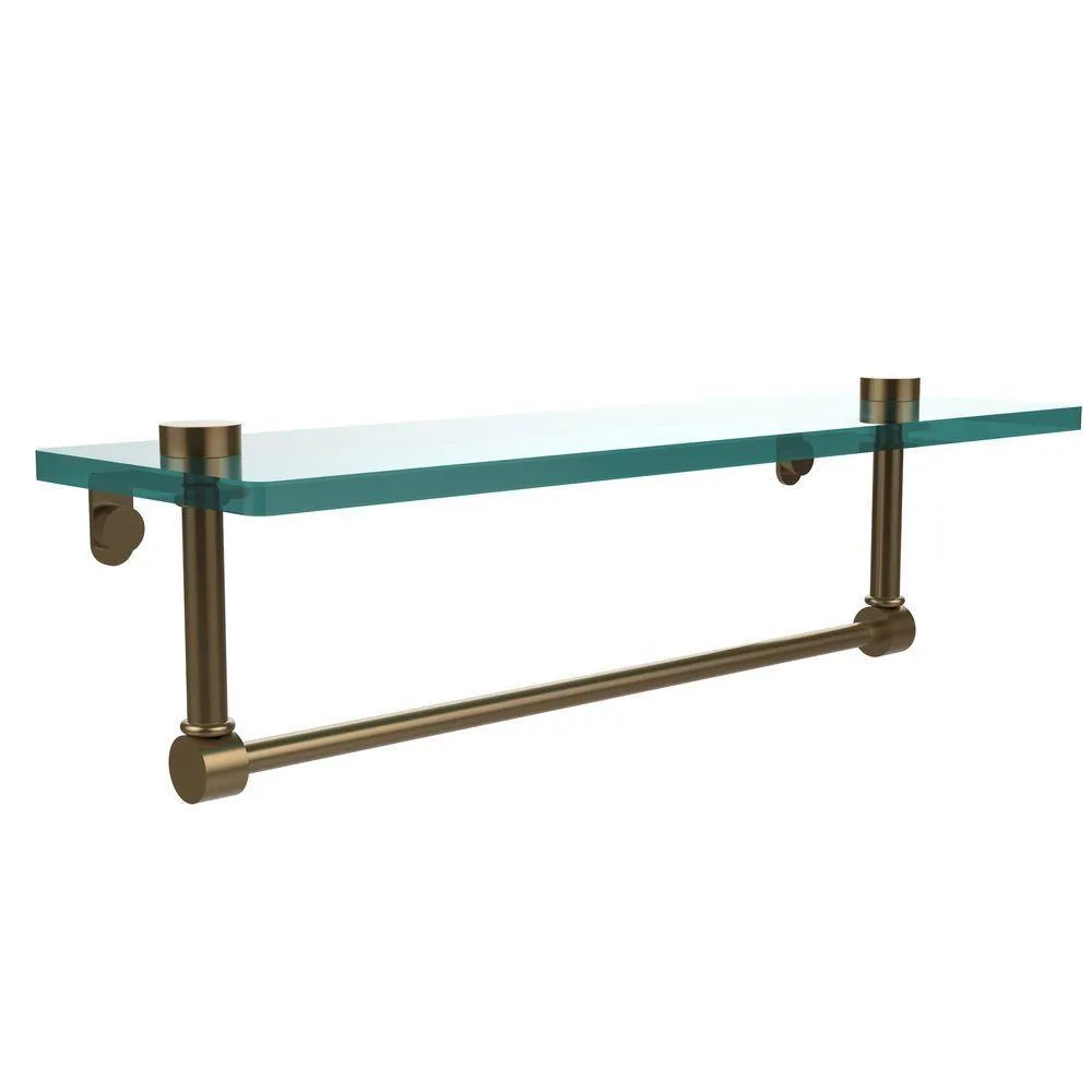 Allied Brass 16 in. L x 5 in. H x 5 in. W Clear Glass Vanity Bathroom Shelf with Towel Bar in Satin Nickel, photo 14 of 14