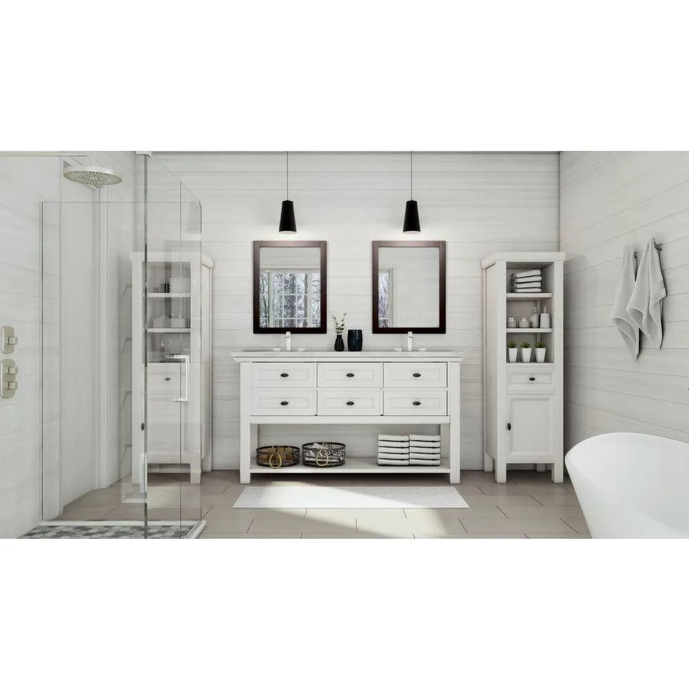 Austell 20 in. W x 60 in. H x 14 in. D Bathroom Linen Storage Cabinet in White, photo 3 of 3
