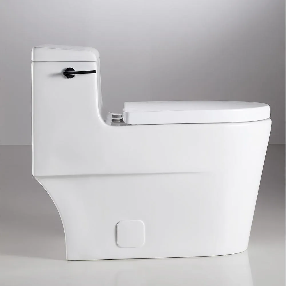 Trendy And Practical Double Flush 1 Piece 0.8 / 1.28 GPF White Double Pumping Elongated Toilet With Chair, photo 6 of 8