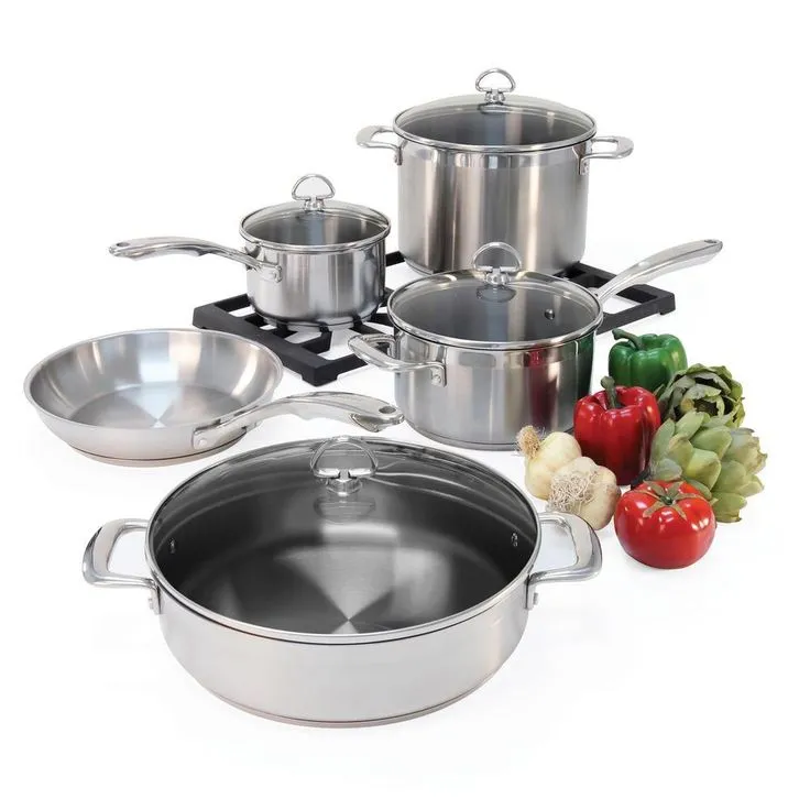 Induction 21 Steel 9-Piece Stainless Steel Cookware Set in Brushed Stainless Steel, photo 3 of 7