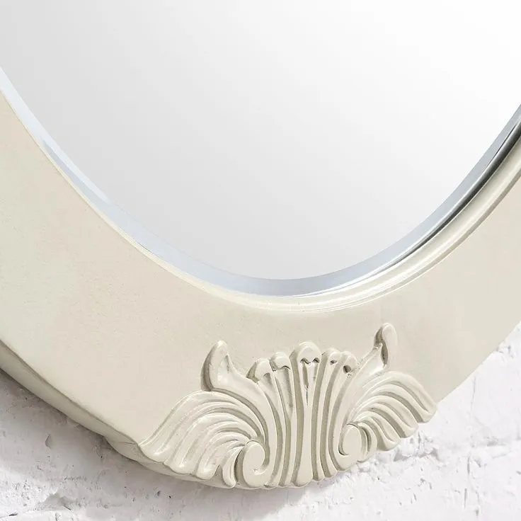 30 in. W x 38 in. H Framed Oval Beveled Edge Bathroom Vanity Mirror in antique white, photo 4 of 6