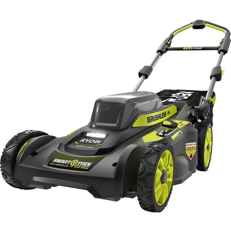 RYOBI 20 in. 40-Volt Brushless Lithium-Ion Cordless Smart TREK Self-Propelled Walk Behind Mower Two 6.0 Ah Batteries & Charger, photo 6 of 11