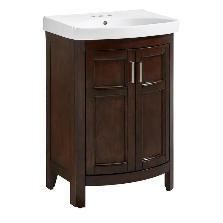 Style Selections Morecott 23.75-in Chocolate Single Sink Bathroom Vanity with White Vitreous China Top, photo 3 of 8