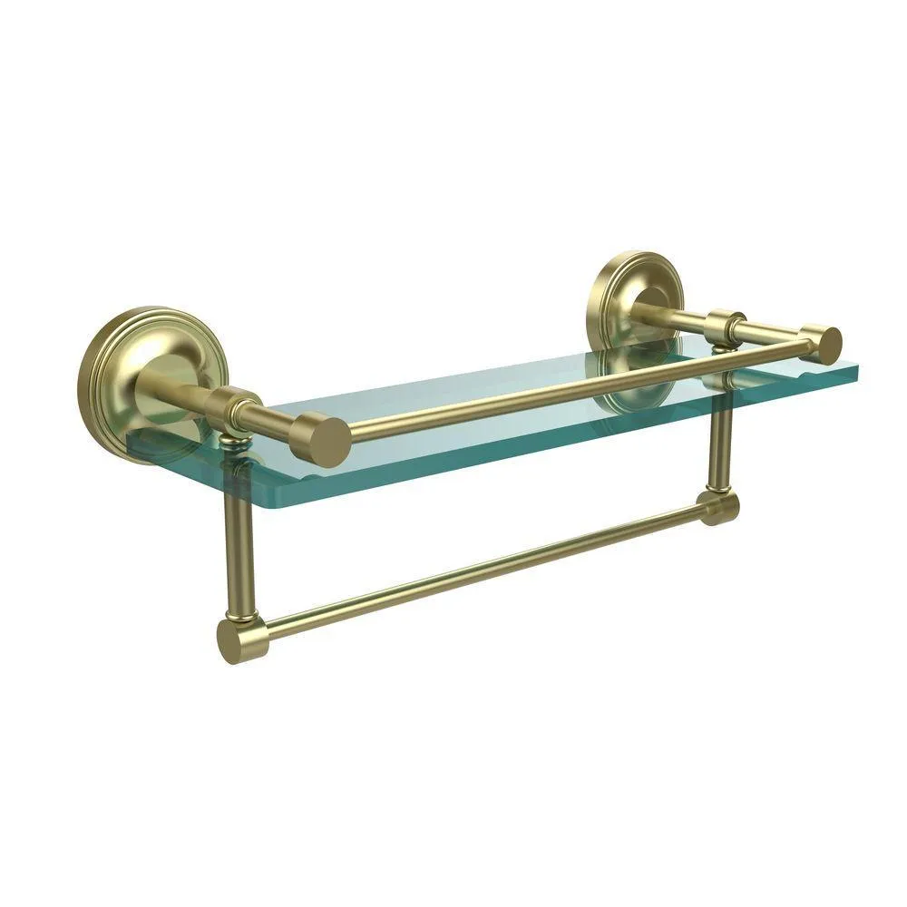 Allied Brass 16 in. L x 5 in. H x 5 in. W Gallery Clear Glass Bathroom Shelf with Towel Bar in Polished Nickel, photo 6 of 14
