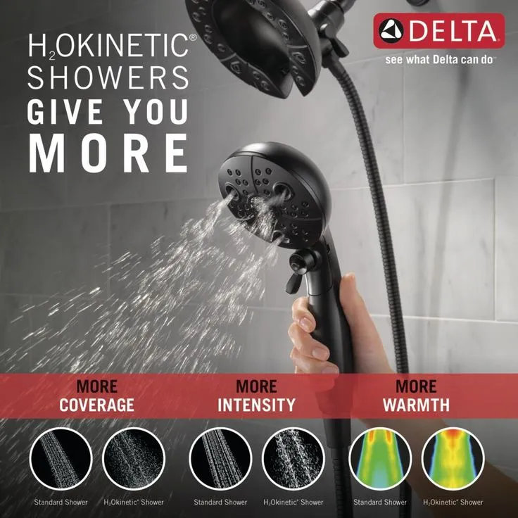 Delta Universal Showering Components Matte Black 5-Spray Dual Shower Head 1.75-GPM (6.6-LPM), photo 7 of 8