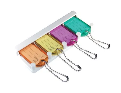 Metal/Plastic Assorted Labeling/ID Key Holder, 4-Pack
