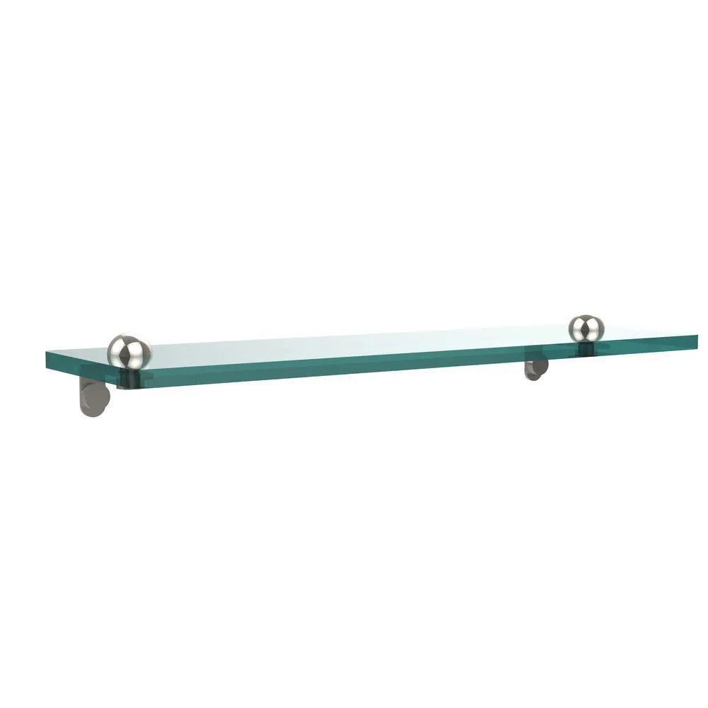 Allied Brass 16 in. L x 2 in. H x 5 in. W Clear Glass Vanity Bathroom Shelf in Satin Nickel, photo 7 of 14