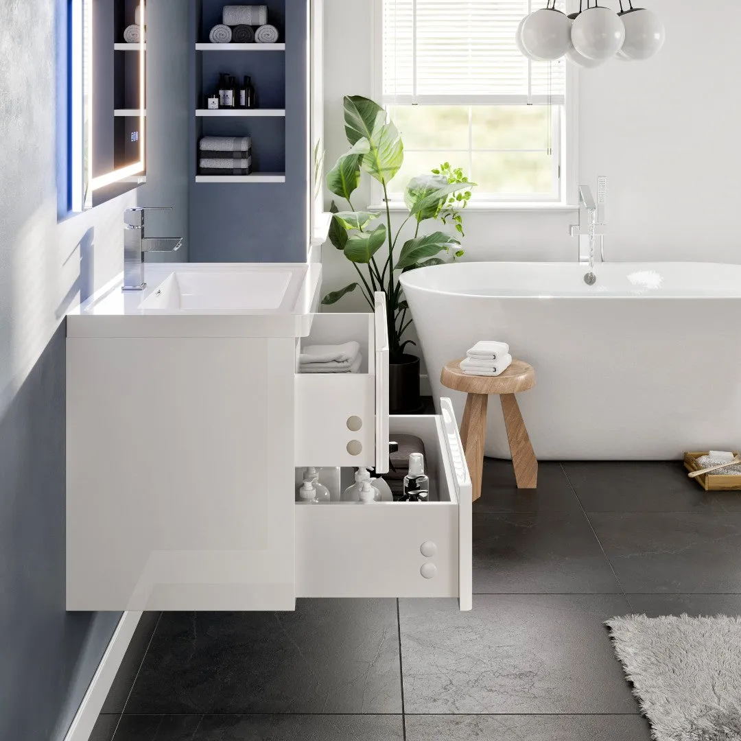 Eviva Flair 32"W x 19"D White Wall Mount Bathroom Vanity with White Acrylic Countertop and Integrated Sink, photo 7 of 7