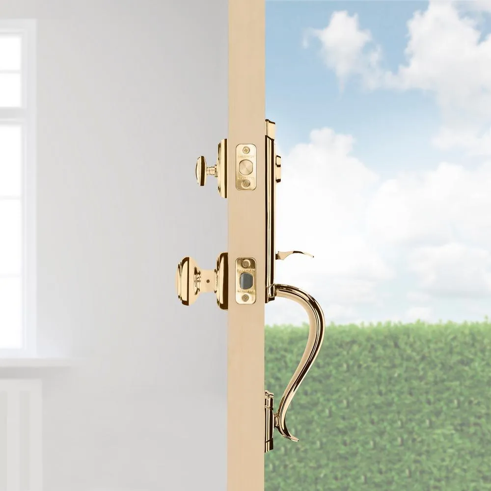Prestige Avendale Single Cylinder Lifetime Polished Brass Door Handleset with Alcott Door Knob feat SmartKey Security, photo 8 of 11