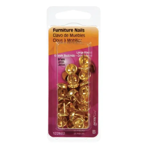 Large Brass-Plated Furniture Nails, 25-Pack
