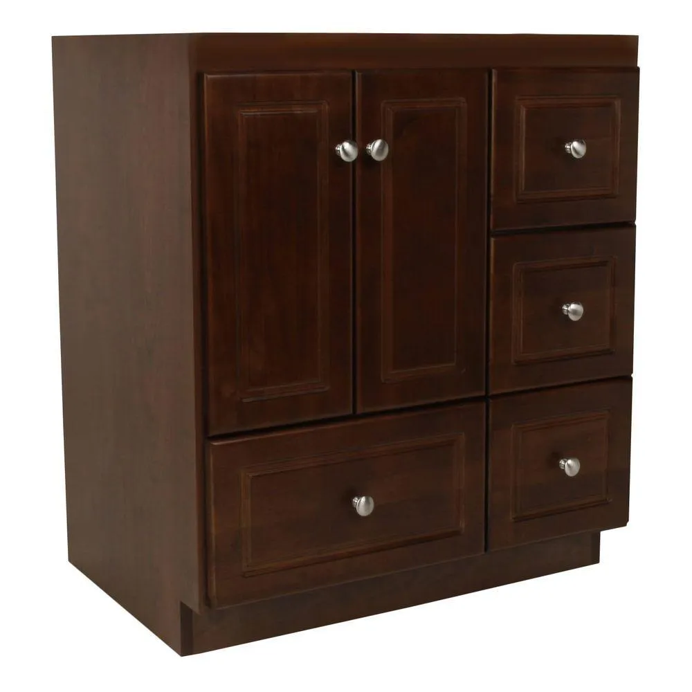 Ultraline 36 in. W x 21 in. D x 34.5 in. H Vanity with Right Drawers Cabinet Only in Natural Alder, photo 12 of 14