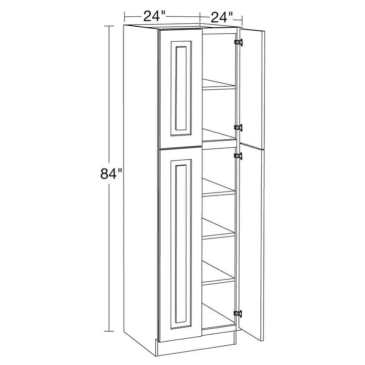 Home Decorators Collection Grayson 24 in. W x 24 in. D x 84 in. H Assembled Plywood Pantry Kitchen Cabinet in Deep Onyx with Soft Close, photo 3 of 5