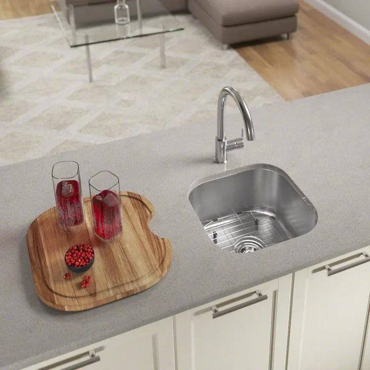 All-in-One Undermount Stainless Steel 16 in. Single Bowl Bar Sink, photo 2 of 2