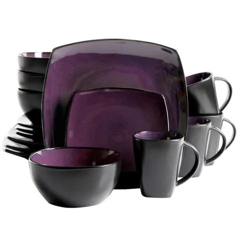 Soho Lounge 16-Piece Casual Purple Stoneware Dinnerware Set
