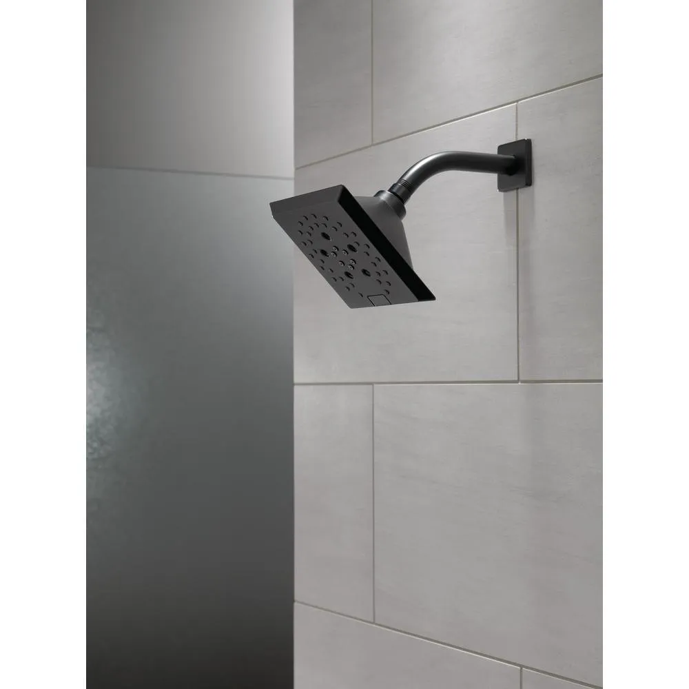 Pivotal 5-Spray 5.8 in. Single Wall Mount Fixed Rain H2Okinetic Shower Head in Matte Black, photo 11 of 18