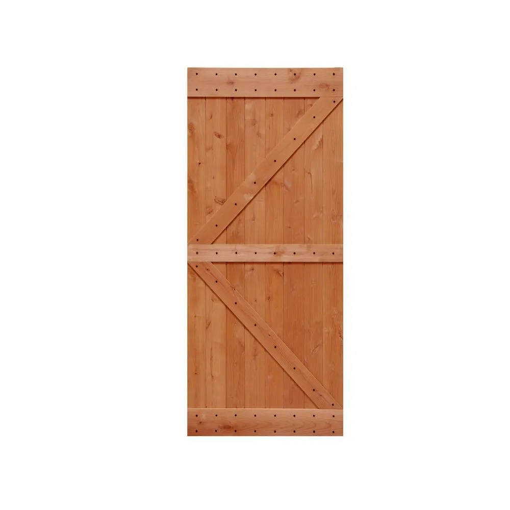 LUBANN 32 in. x 84 in. Ready-to-Assemble British Brace Hardwood Interior Sliding Barn Door Slab with Hardware Kit, photo 18 of 27