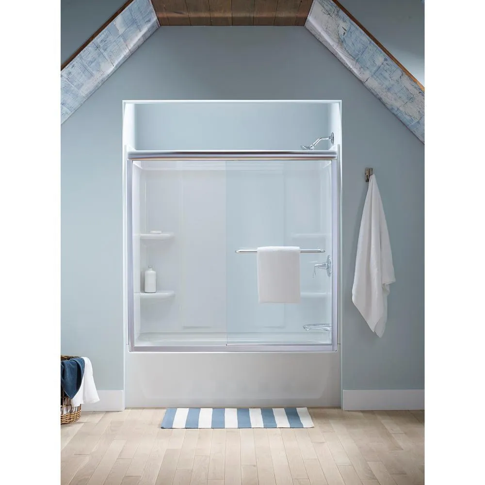 Ensemble Alcove 60 in. x 30 in. x 55 in. Fixed 3-Piece Direct-to-Stud Tub Surround in White, photo 3 of 9