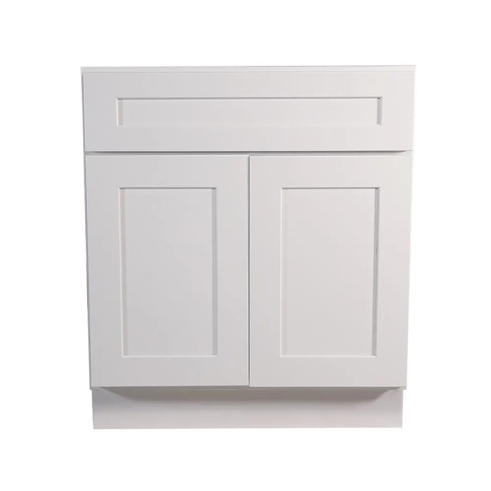 Brookings Plywood Ready to Assemble Shaker 27x34.5x24 in. 2-Door 1-Drawer Base Kitchen Cabinet in White, photo 6 of 8
