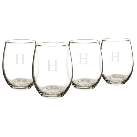 Personalized Stemless Wine Glasses - H