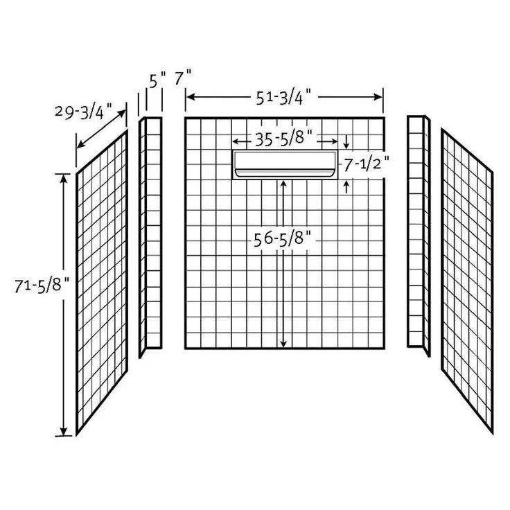36 in. x 65 in. x 72 in. 5-piece Easy Up Adhesive Alcove Shower Surround in White, photo 3 of 4