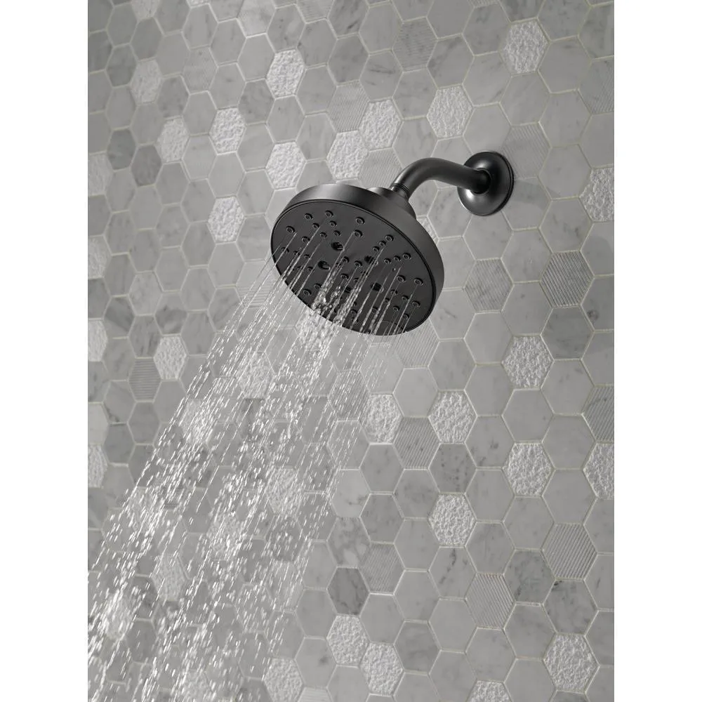 Pivotal 5-Spray 6 in. Single Wall Mount Fixed Rain H2Okinetic Shower Head in Matte Black, photo 2 of 17