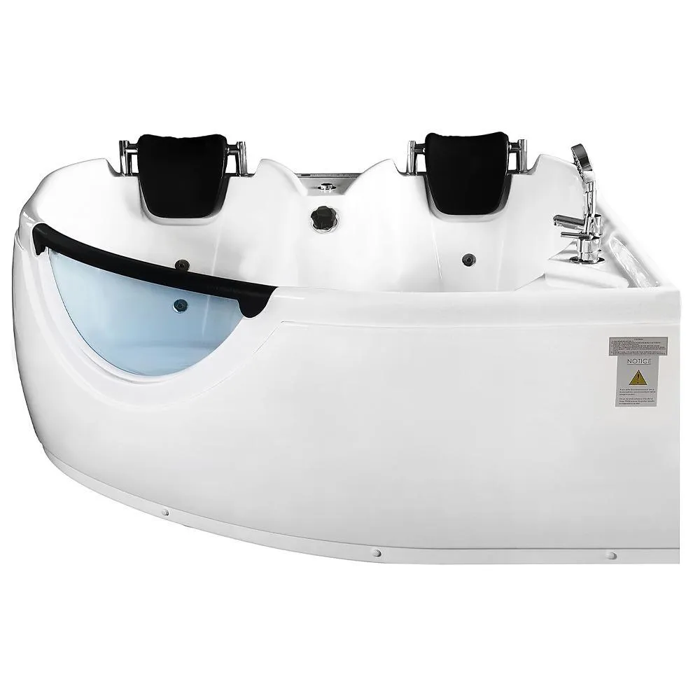 60 in. Center Drain Corner Alcove Whirlpool Bathtub in White, photo 4 of 7