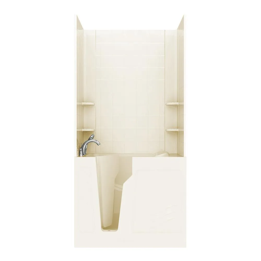 Rampart Nova Heated 5 ft. Walk-in Whirlpool Bathtub with 6 in. Tile Easy Up Adhesive Wall Surround in Biscuit, photo 26 of 33