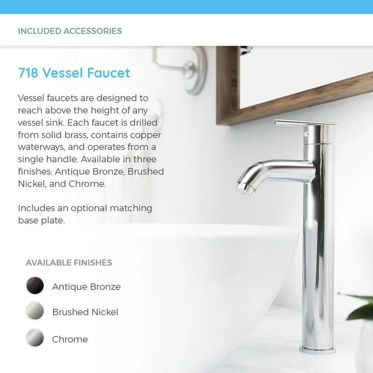 MR Direct Porcelain Vessel Sink in White with 718 Faucet and Pop-Up Drain in Chrome, photo 4 of 10