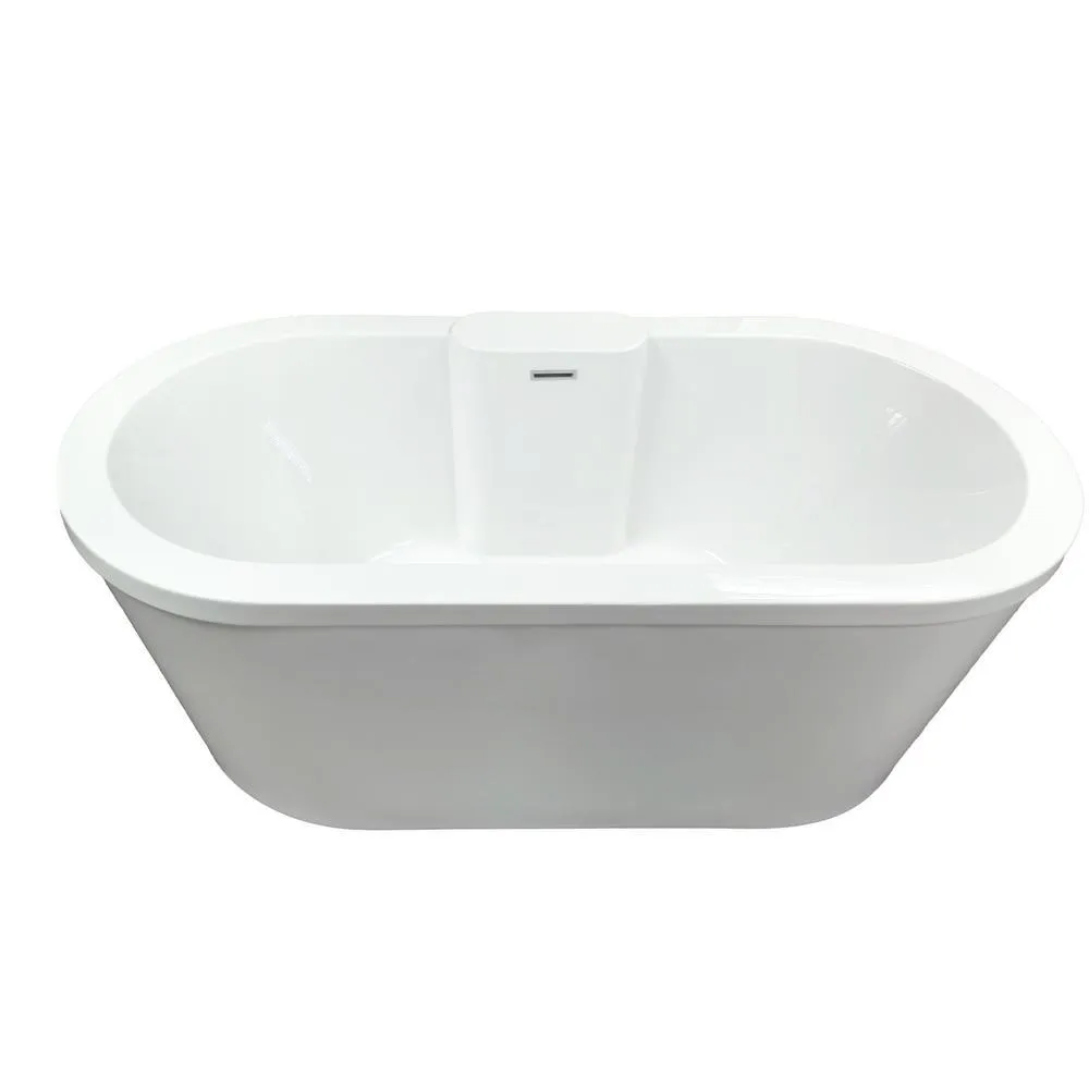 Eveline 72 in. Flatbottom Freestanding Air Bath Bathtub in White, photo 3 of 3