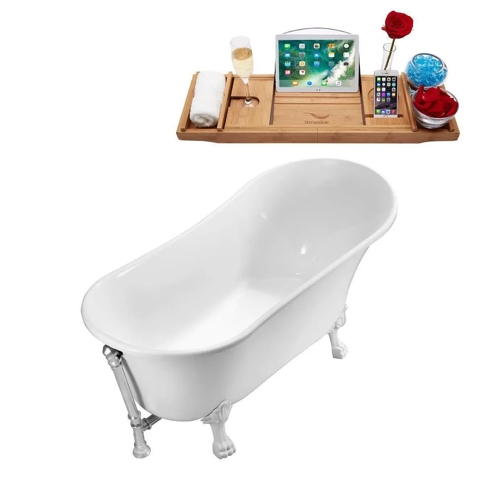 Streamline 66.9 in. Acrylic Clawfoot Non-Whirlpool Bathtub in White, photo 3 of 7