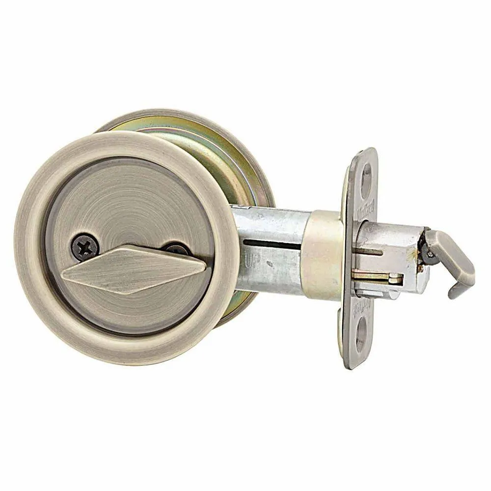Kwikset Round Satin Nickel Bed/Bath Pocket Door Lock, photo 13 of 13