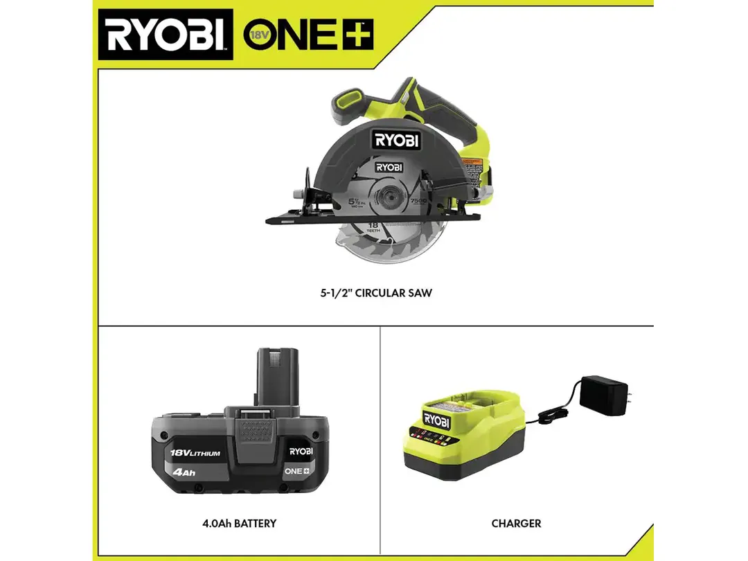 RYOBI 18-Volt ONE+ Cordless 5-1/2 in. Circular Saw Kit with 4.0 Ah Lithium-Ion Battery and 18V Charger, photo 4 of 8