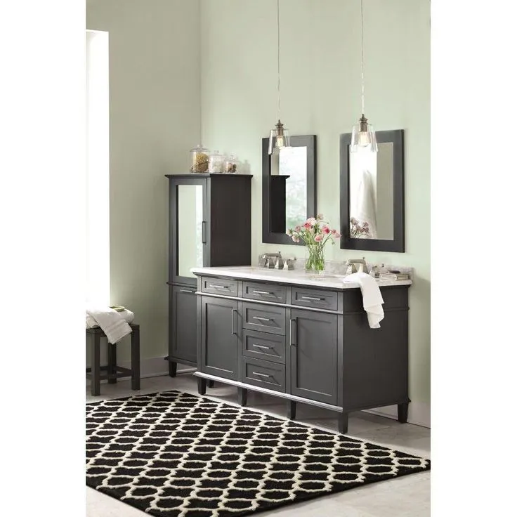 22 in. W x 30 in. H Framed Rectangular Bathroom Vanity Mirror in Dark Charcoal, photo 4 of 7