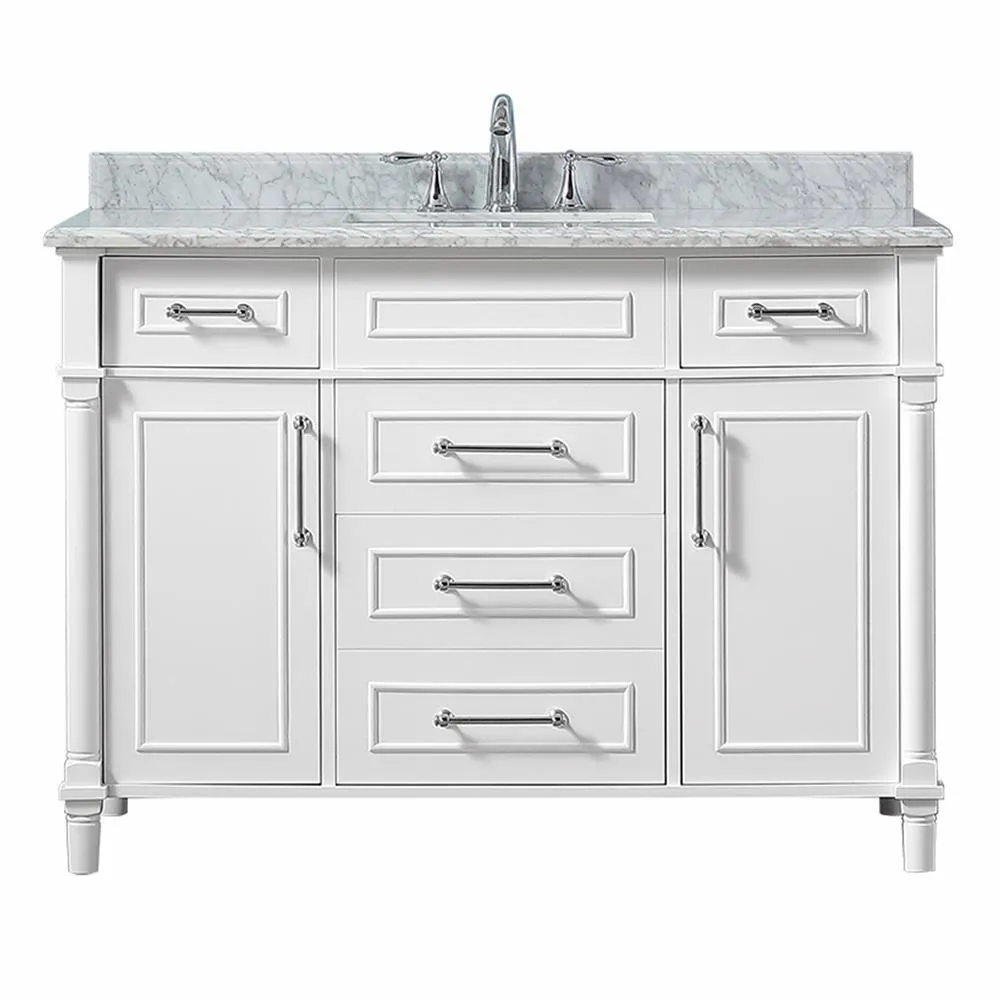 Aberdeen 36 in. W x 22 in. D Single Bath Vanity in White with Carrara Marble Top with White Sink, photo 20 of 27