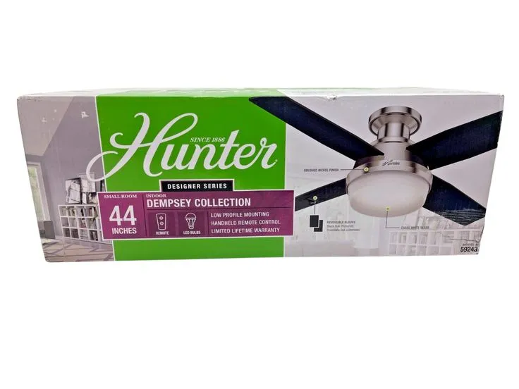 Dempsey 44 in. Low Profile LED Indoor Fresh White Ceiling Fan with Universal Remote, photo 3 of 3