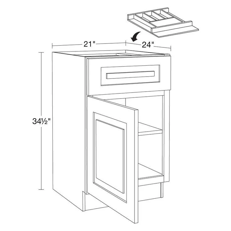 Home Decorators Collection Grayson 21 in. W x 24 in. D x 34.5 in. H Assembled Plywood Base Kitchen Cabinet in Mythic Blue with Cutlery Soft Cls LH, photo 2 of 5