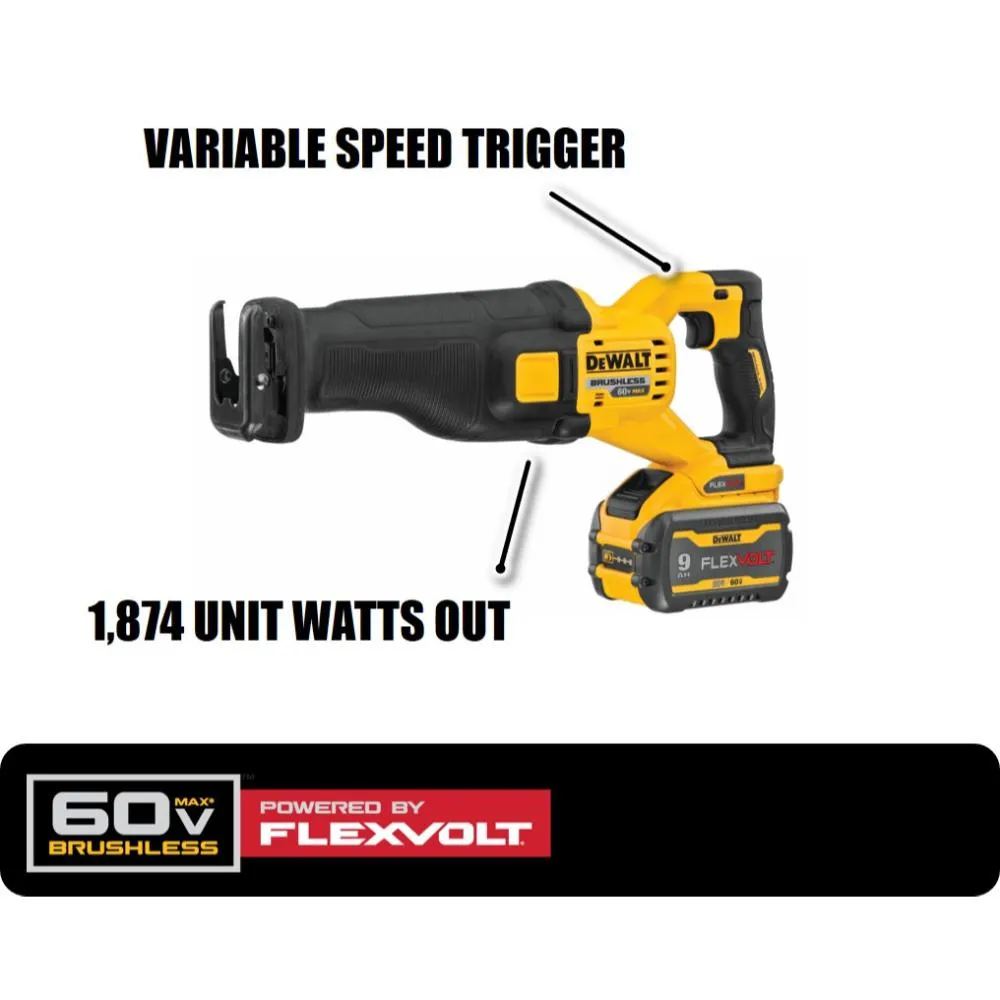 DEWALT FLEXVOLT 60-Volt MAX Lithium-Ion Cordless Brushless Reciprocating Saw Kit with 20V 6-1/2 in. Circular Saw (Tool-Only), photo 2 of 14