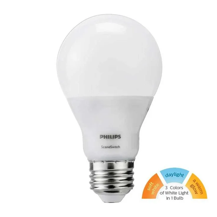 Philips 60-Watt Equivalent A19 SceneSwitch LED Light Bulb Daylight(5000K)/Soft White(2700K)/Warm Glow(2200K), photo 2 of 2