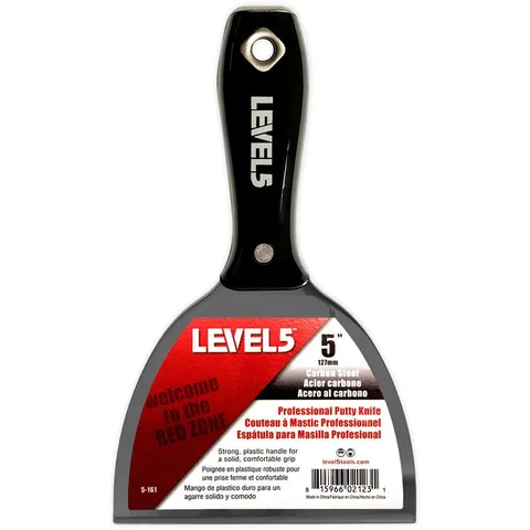 5 in. Black Carbon Steel Putty Knife with Plastic Handle Hammerend