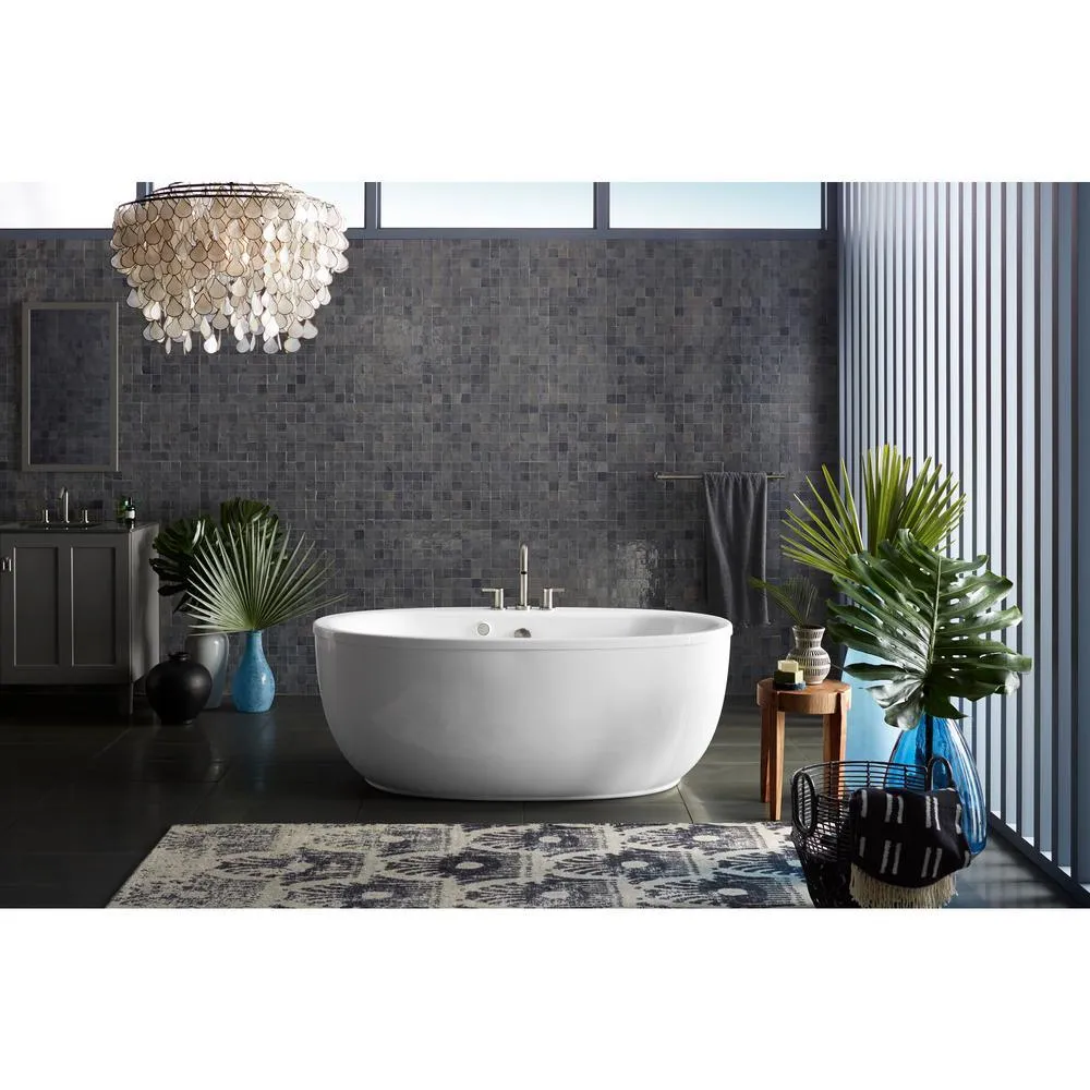 Sunstruck 66 in. x 36 in. Oval Freestanding Bathtub with Fluted Shroud and Center Drain in White, photo 11 of 13
