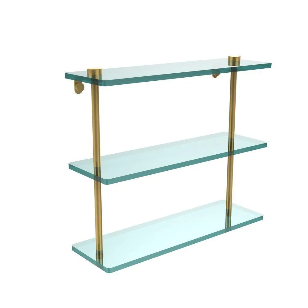 Allied Brass 16 in. L x 15 in. H x 5 in. W 3-Tier Clear Glass Bathroom Shelf in Satin Nickel, photo 11 of 13