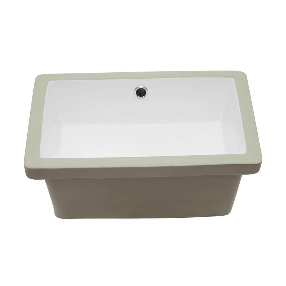 20 in. Undermount Rectangular Porcelain Ceramic Bathroom Sink in White with Overflow Drain, photo 7 of 9