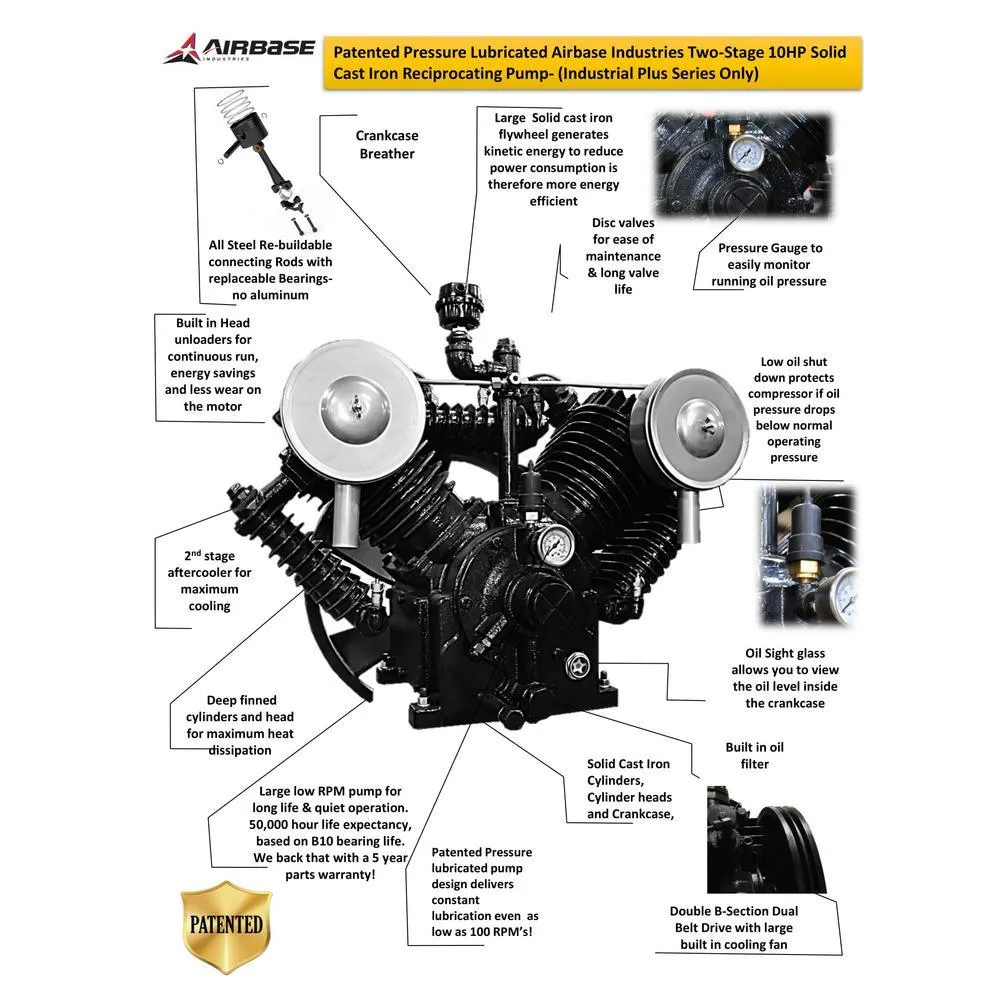 EMAX Industrial Series 80 Gal. 5 HP 1-Phase Electric Air Compressor with pressure lubricated pump, photo 10 of 11